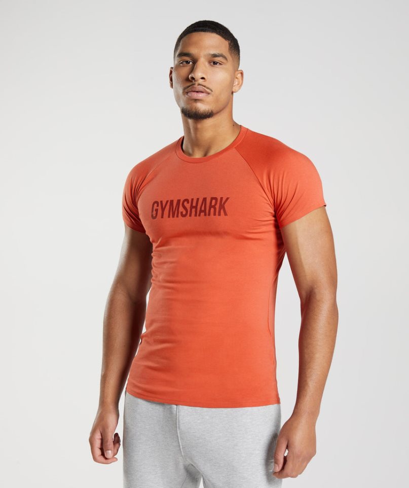 Men\'s Gymshark Apollo T-Shirts Orange | NZ 1RQCTK